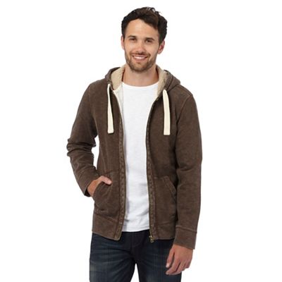 Mantaray Big and tall brown pique zip through hoodie